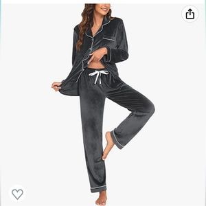 Ekouaer Fleece Matching Lounge Set in Dark Grey